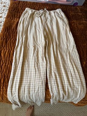 Pale Yellow Gingham Pants